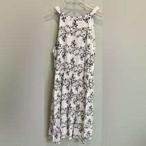 LOFT Black and White Floral Halter Midi Dress